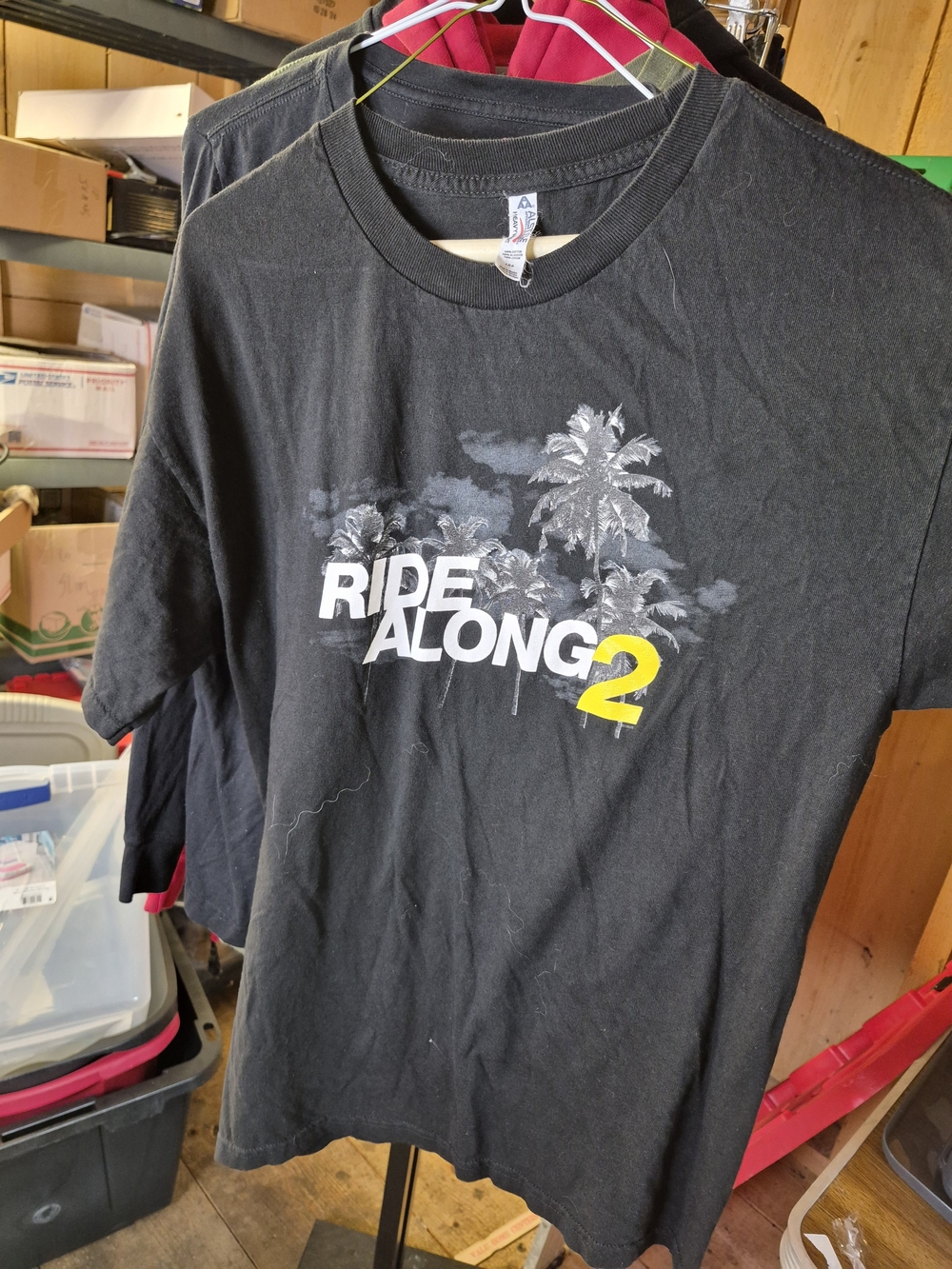 Alstyle Men's Black Ride Along 2 Graphic Tee with White and Yellow Print Bin 53